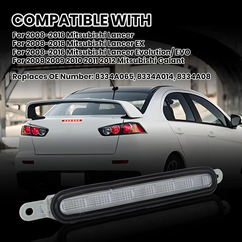 Clidr High Mount 3rd Brake Light for Mitsubishi Lancer/Lancer Evo/Lancer EX 2008 2009 2010 2011 2012 2013 2014 2015 2016 - Image 2